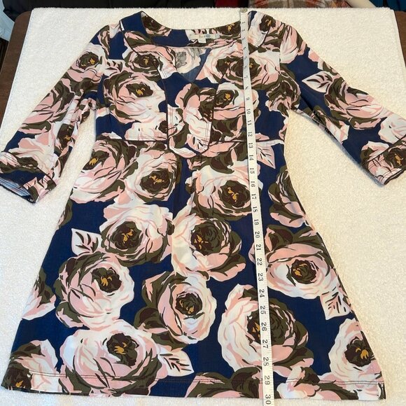 Boden mini dress/tunic in deep blue w pink floral SIZE 6P - Picture 11 of 12